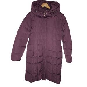 Cole Haan Womens M Knee Length Signature Hooded Taffeta Quilted Down Coat Jacket